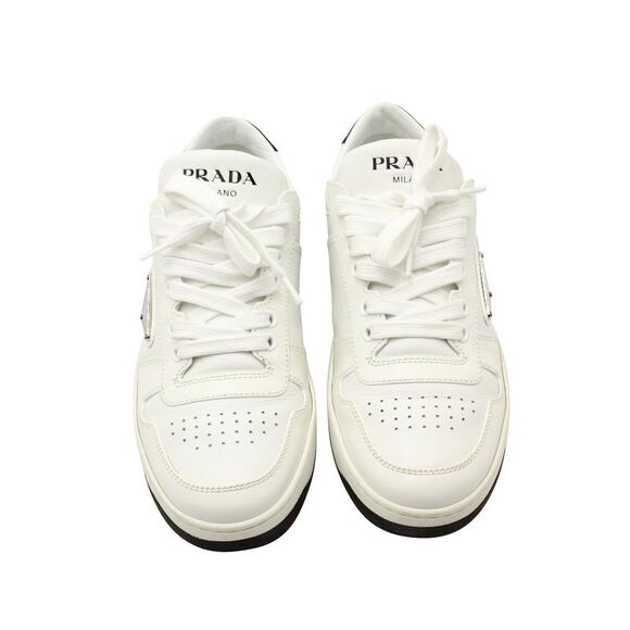 Prada Downtown Perforated Sneakers in White Leather - Picture 3 of 10